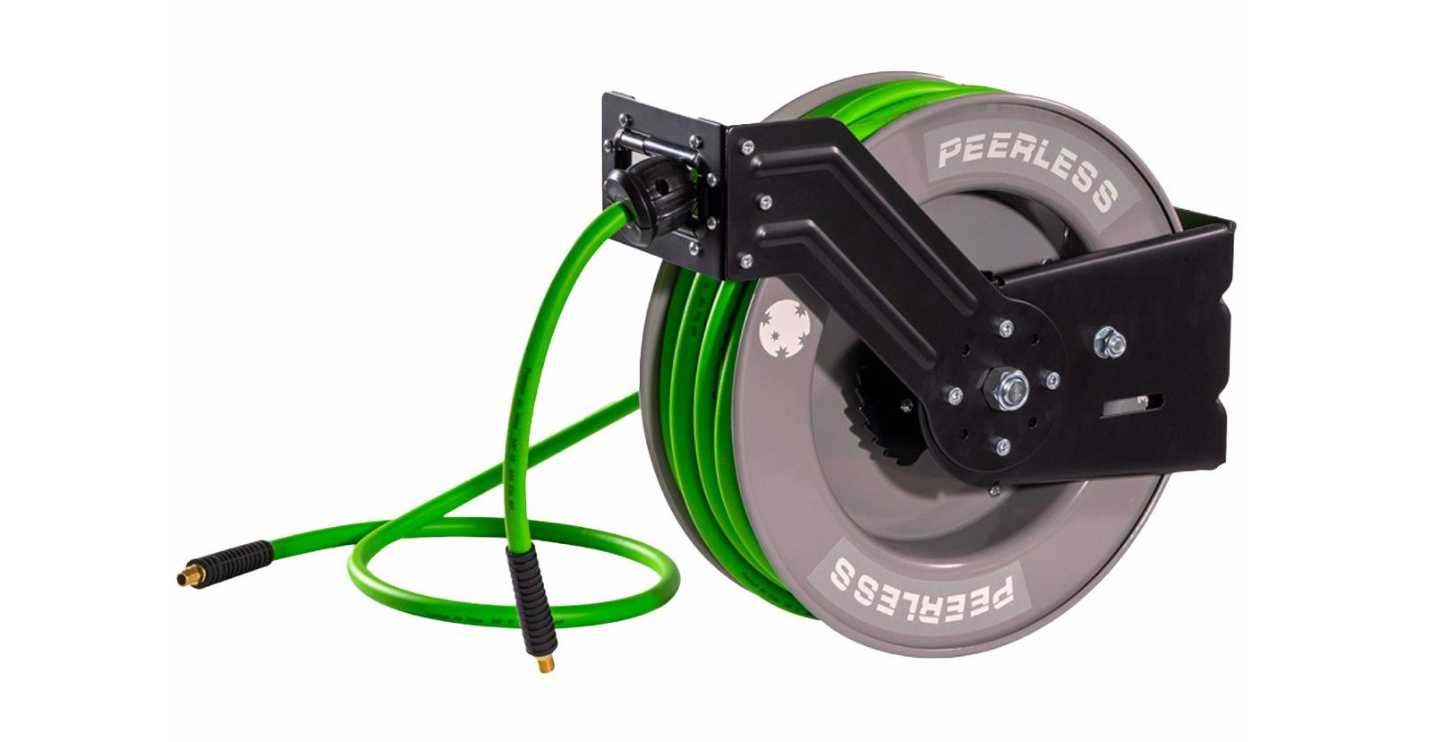 Peerless 25M 3/8" Heavy Duty Metal Air Hose Reel -Rubber Coated Pvc - 1/4” Bsp Fittings 00287 Pick Up In Store Air Hose Reel Peerless Products