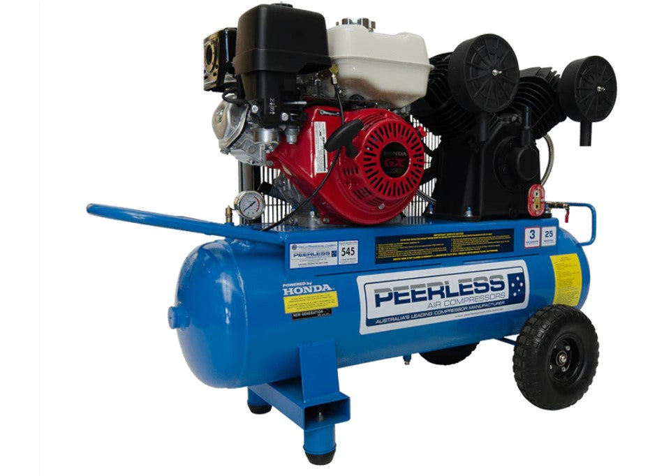 Peerless PV25 Air Compressor Petrol PV25 545LPM Honda GX270 00561 Pick Up In Store Compressor Peerless Products