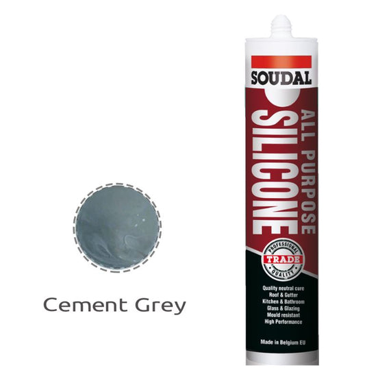 Soudal All Purpose Silicone Cement Grey 300ml x 12 131649 Pick Up In Store silicone Soudal