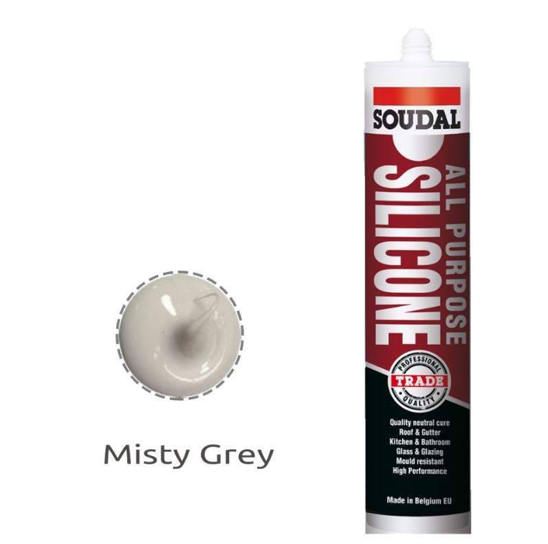 Soudal All Purpose Silicone Misty Grey 300ml x 12 144928 Pick up in Store silicone Soudal