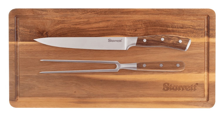 Starrett Professional 2 Piece Carving Knife & Fork Set with Chopping Board SKK-2WD Knife Starrett