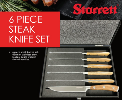 Starrett Professional 6 Piece Steak Knife Set with Case SKK-6WD Knife Starrett