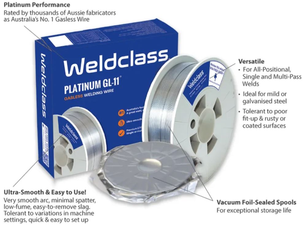 Weldclass Wire Gasless GL-11 PLATINUM 0-9mm 4.5kg 2-098FM Welding Wire Weldclass