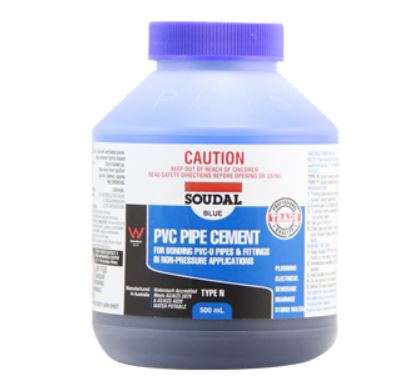 Soudal PVC Pipe Cement Type N 500ml Blue x 12 222509 Pick Up In Store Adhesive Soudal