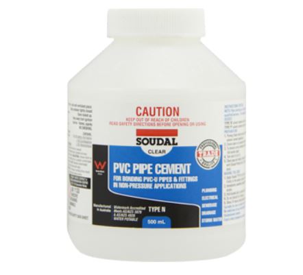 Soudal PVC Pipe Cement Type N 500ml Clear x 12 222512 Pick Up In Store Adhesive Soudal