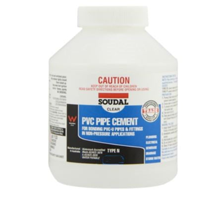 Soudal PVC Pipe Cement Type N 250ml Clear x 12 222487 Adhesive Soudal