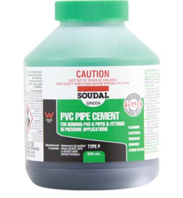 Soudal PVC Pipe Cement Type P 500ml Green x 12 222515 Pick Up In Store Adhesive Soudal