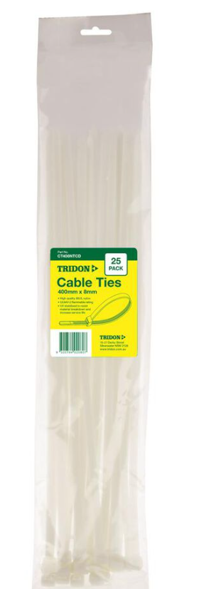 Tridon NATURAL Cable Ties 400mm x 8mm PK 25 CT408NTCD Cable ties Tridon