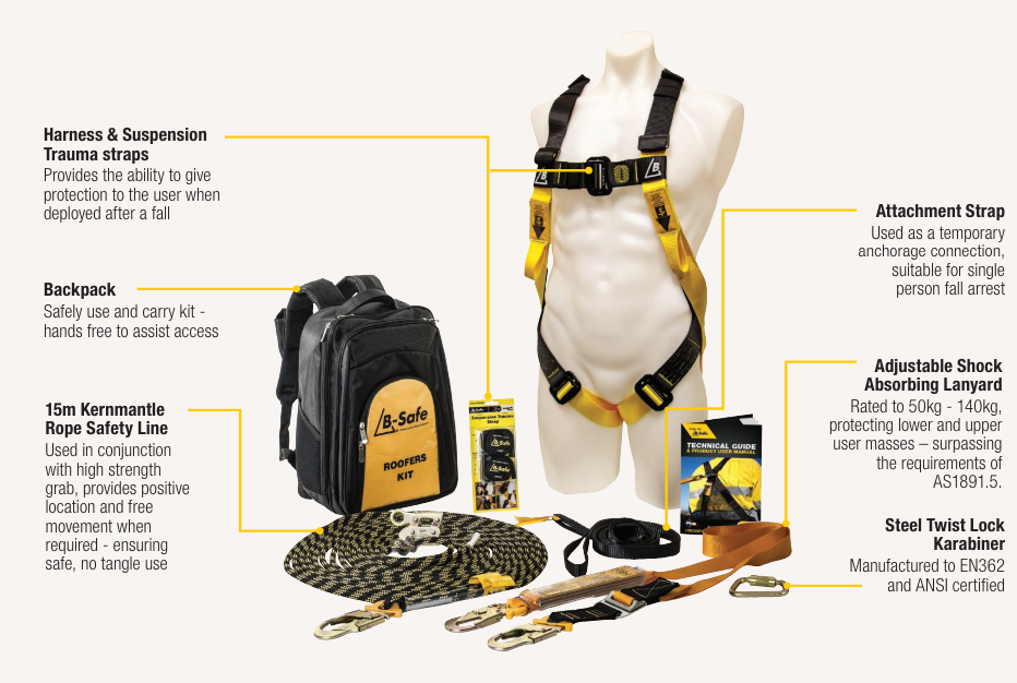 B-Safe Professional Roofers Kit BK061015PRO Safety Harness B-Safe