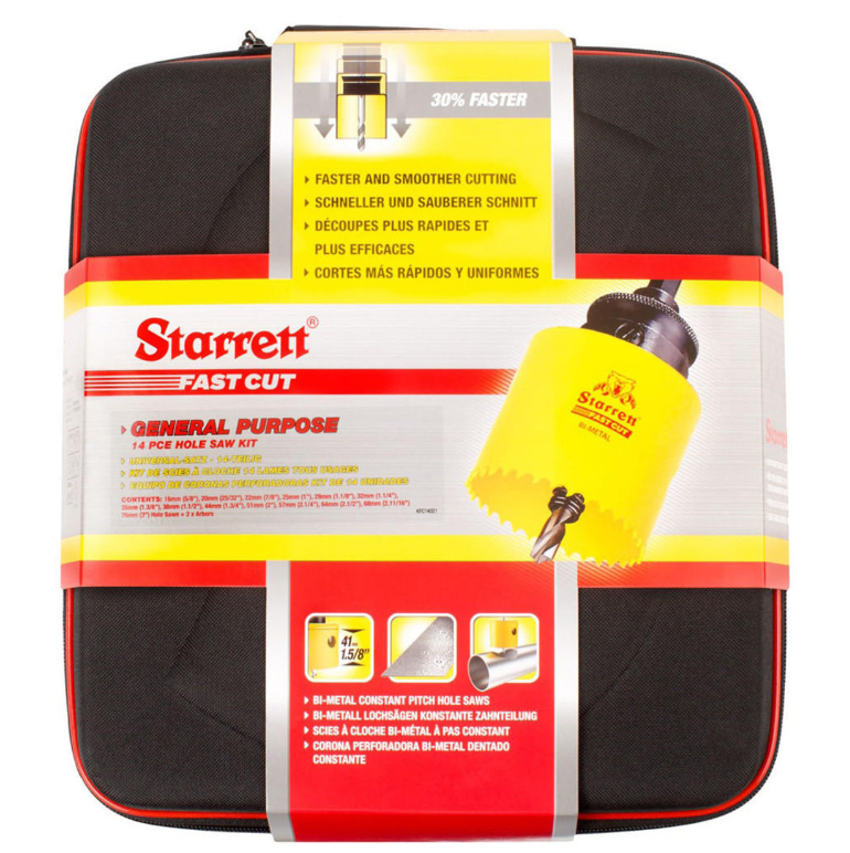 Starrett 14pce Bi-Metal Fast Cut Hole Saw Set KFC14021 Holesaw Starrett