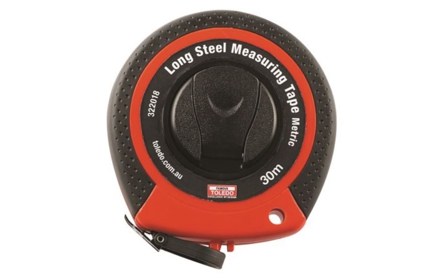 Toledo Measuring Tape Steel Long - Metric 30 Metre Single Sided 322018 Tape Measure Toledo