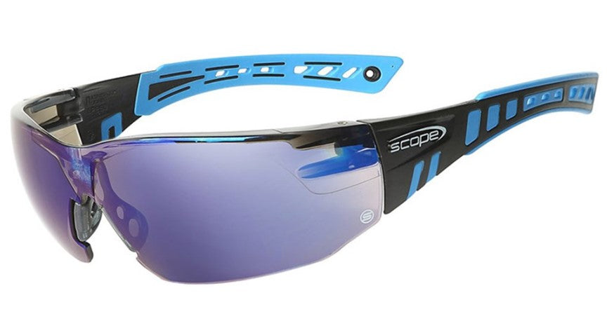 Speed Blue/Black Frame Blue Mirror Lens Safety Glasses 360BM Safety Glasses Paramount Safety Products