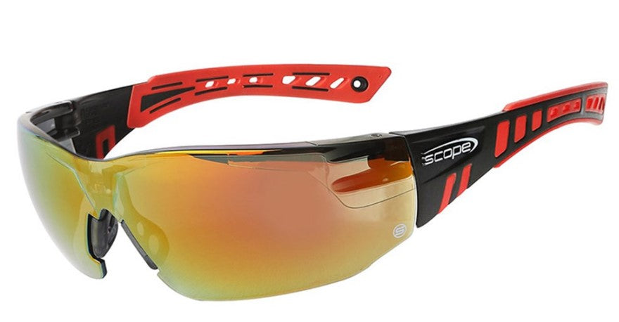 Speed Red/Black Frame Red Mirror Lens Safety Glasses 360RM Safety Glasses Paramount Safety Products