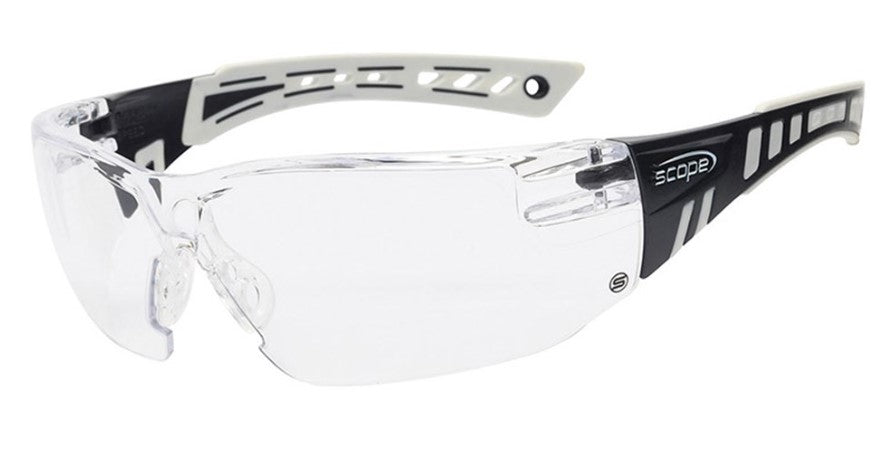 Speed White/Navy Blue Frame Titanium AF/AS Clear Lens Safety Glasses 360WC Safety Glasses Paramount Safety Products