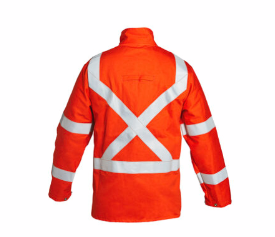 Lincoln Welding Jacket FR Bright Safety Orange with Reflective Stripes Size L XL 2XL K4692 Welding Jacket Lincoln Electric