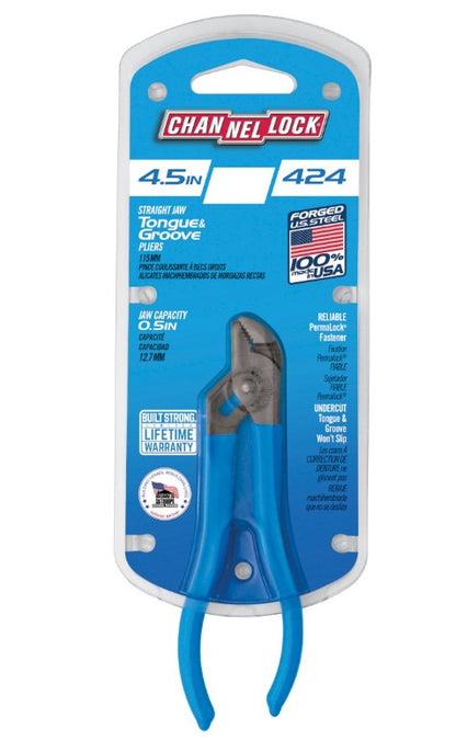 Channellock Tongue & Groove Straight Jaw Pliers 111 mm 4.5 "424 Plier and Cutters Channellock