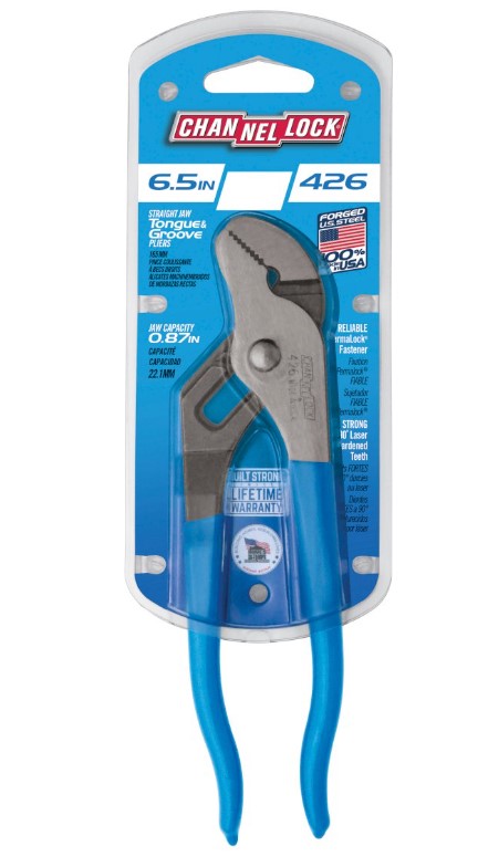 Channellock Tongue & Groove Straight Jaw Pliers 165 mm 6.5 "426 Plier and Cutters Channellock