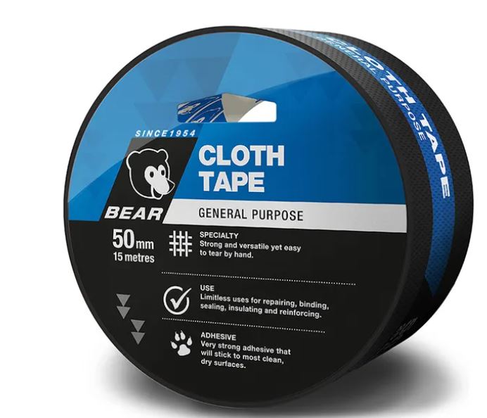 Bear General Purpose Cloth Tape 50mm X 15m Assorted Colours tape Bear