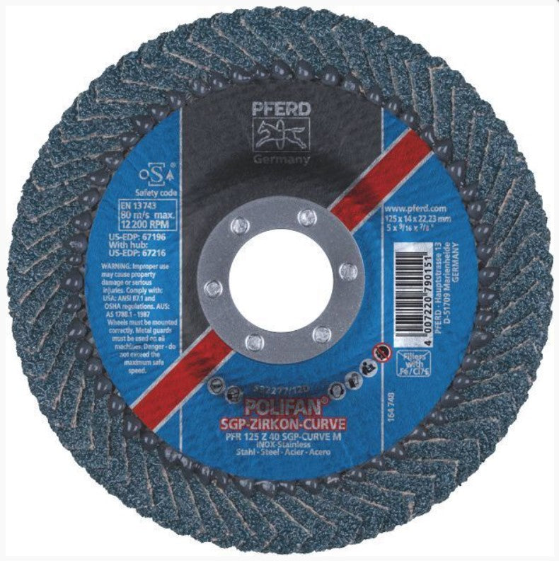 Prferd Polifan Flap Disc Sgp Zirconia - Steel / Inox Pfr 125 Z 40 Sgp-Curve M 67689052 Grinder Disc Pferd