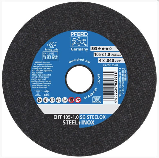 PFERD Cut-Off Wheel Ultra-Thin (4") 105mm X 1.0mm Premium Inox Stainless Steel 69121043 Abrasive Pferd