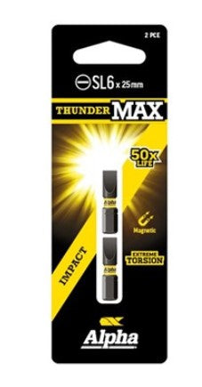 Alpha ThunderMax Slot SL6 x 25mm Insert Bit Card of 2 CSL625SM Drill Bit Alpha