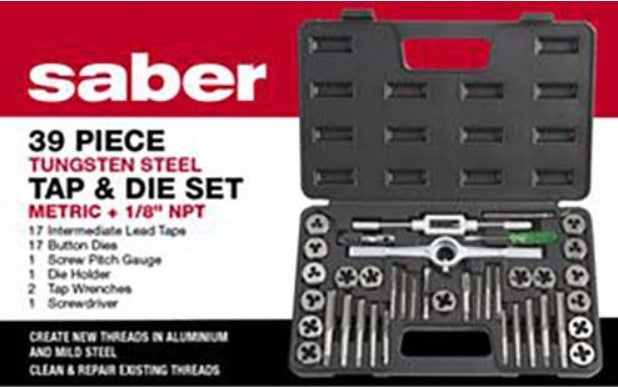 Saber 39 Piece S4 Tap and Die Set - Metric + 1/8" NPT 8050-S4 Tap & Die Set Saber