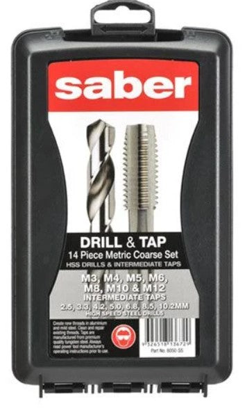 Saber 14 piece S5 Drill and Tap Set - Metric Coarse 8050-S5 Drill Sets Saber