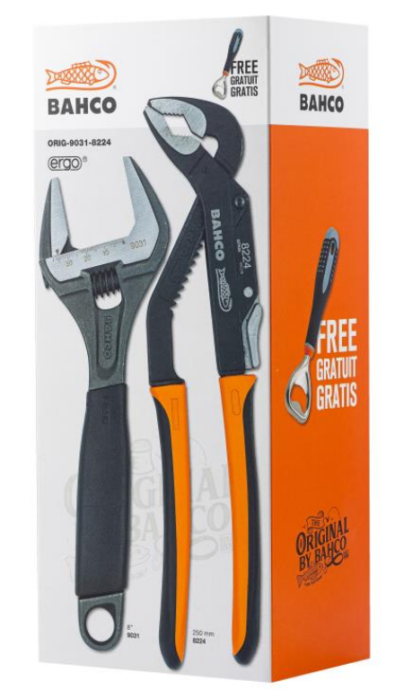 Bahco Wide Jaw Shifter & Multi Grip Pack Bonus Bahco Bottle Opener ORIG-9031-8224 wrench BAHCO