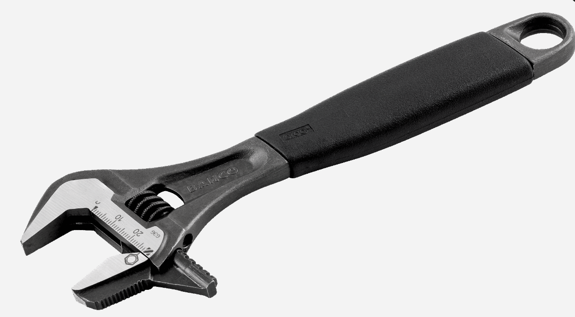 Bahco ERGO Rubber Handle Central Nut Phosphated Adjustable Wrench, With Reversible Jaw 10” 9072P wrench BAHCO