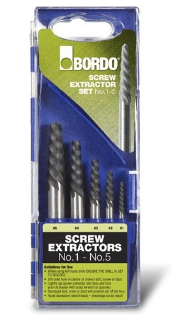 Bordo Screw Extractor 5 Piece Set Nos 1-5 9900-SM1 Screw Extractor Bordo