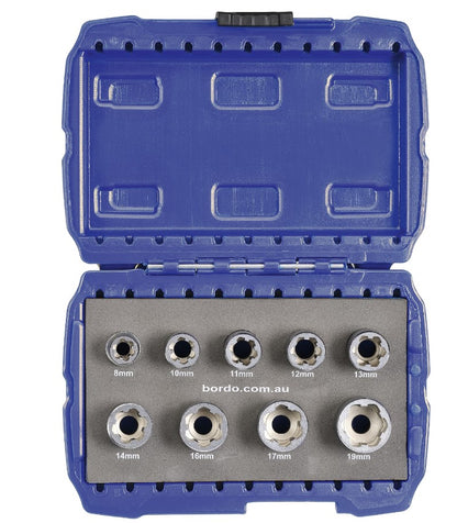 Bordo Impact rated 3/8" square drive bolt extractor socket set 9905-S1 socket Bordo