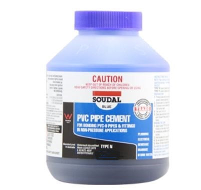 Soudal PVC Pipe Cement Type N 125ml Blue x 12 222507 Adhesive Soudal