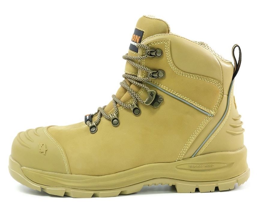 Bison XT Zip Side Lace Up Ankle Safety Boot Wheat Color XTLZWHE-09 Safety Boots Bison