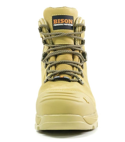 Bison XT Zip Side Lace Up Ankle Safety Boot Wheat Color XTLZWHE-09 Safety Boots Bison