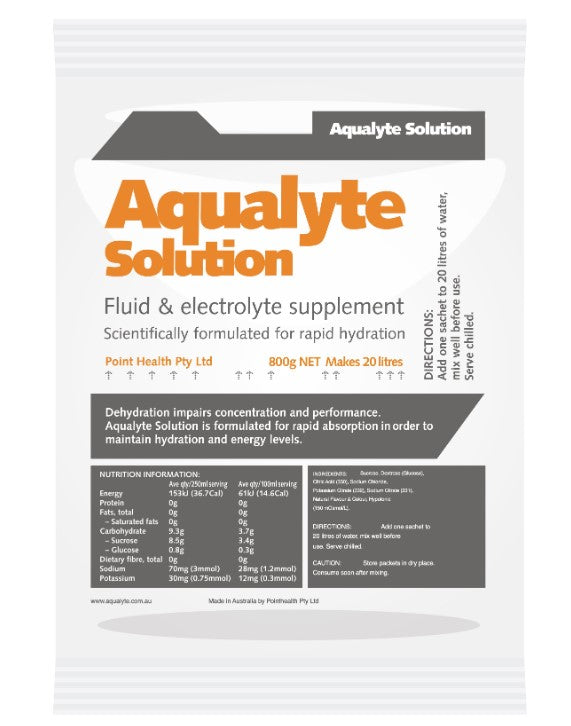 Aqualyte Electrolyte Powder Orange Flavoured Sachets 800g x 5 A-O800G5M Hydrolyte's Aqualyte