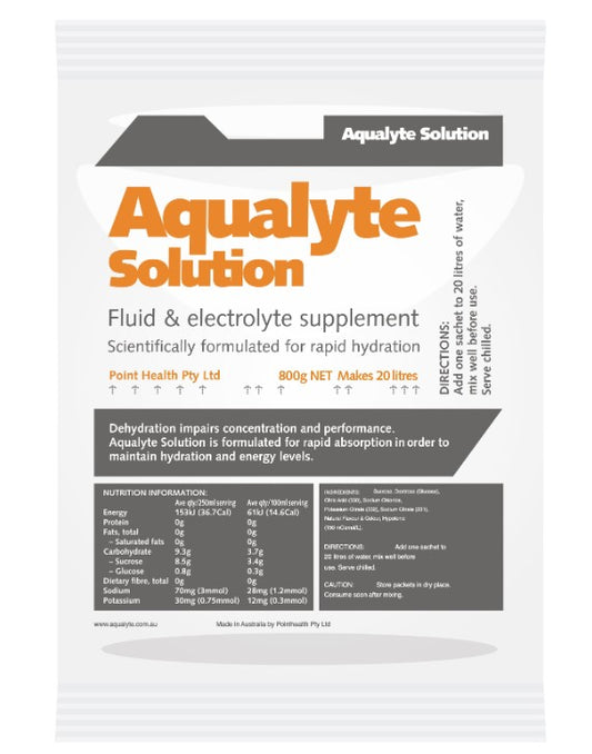 Aqualyte Electrolyte Powder Orange Flavoured Sachets 800g x 5 A-O800G5M Hydrolyte's Aqualyte