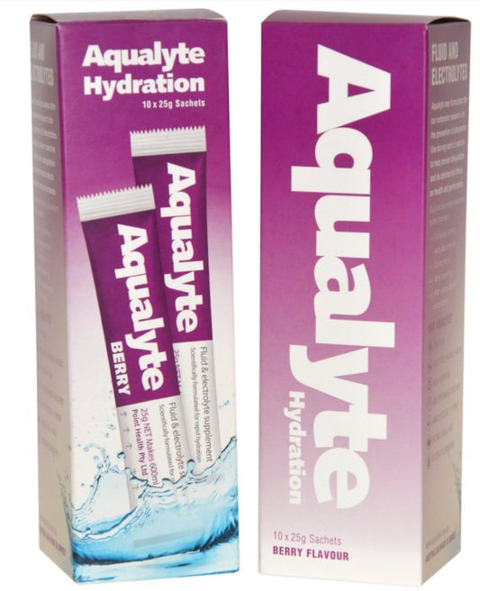 Aqualyte 25g Sachets Box 10, Berry Flavour A-B25G10R Hydrolyte's Aqualyte