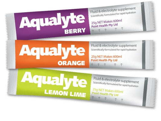 Aqualyte 25g Satchets Box 50 Mixed Flavours Berry Lemon/Lime Orange A-M25G50S Hydrolyte's Aqualyte