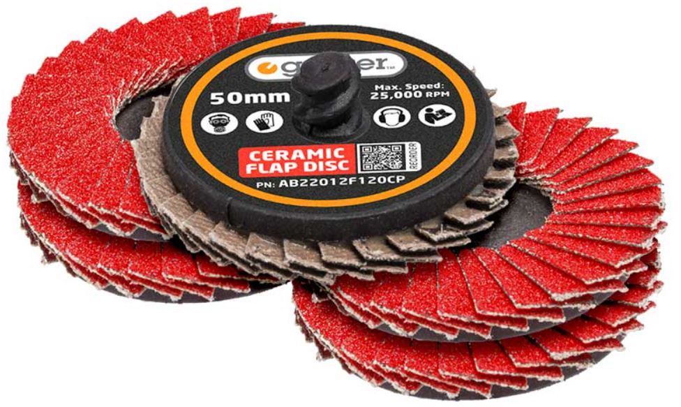 Geiger 50mm Quick-Lock Ceramic Flap Disc 5 Pack 40,60,80 or 120 GRIT AB22012F120CP Grinder Disc Geiger