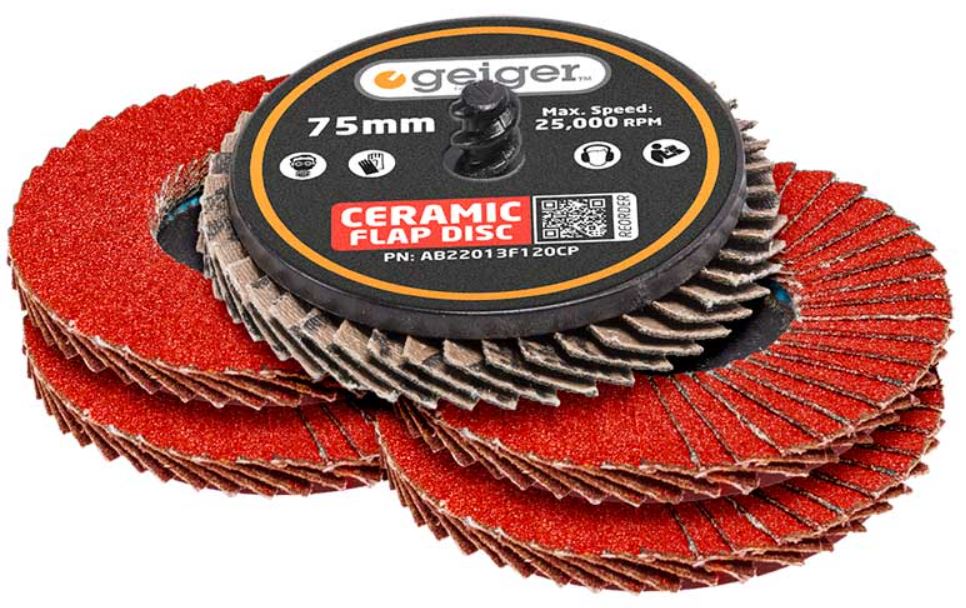 Geiger 75mm Quick-Lock Ceramic Flap Disc 5 Pack 120 Grit AB22013F120CP Ceramic Flap Disc Geiger