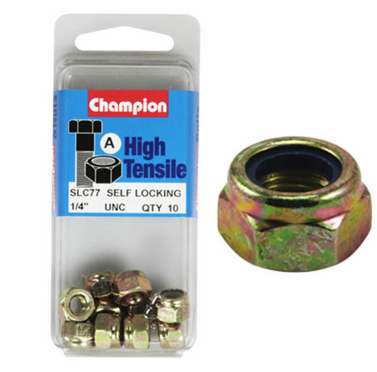 Champion Blister Nyloc-Self Locking Nuts ¼ “ SLC77 Screws and Nuts Champion