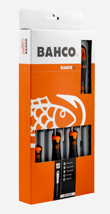 Bahco Fit Slotted Phillips Screwdriver Set with Rubber Grip - 5 Pcs B219.005 screwdriver BAHCO