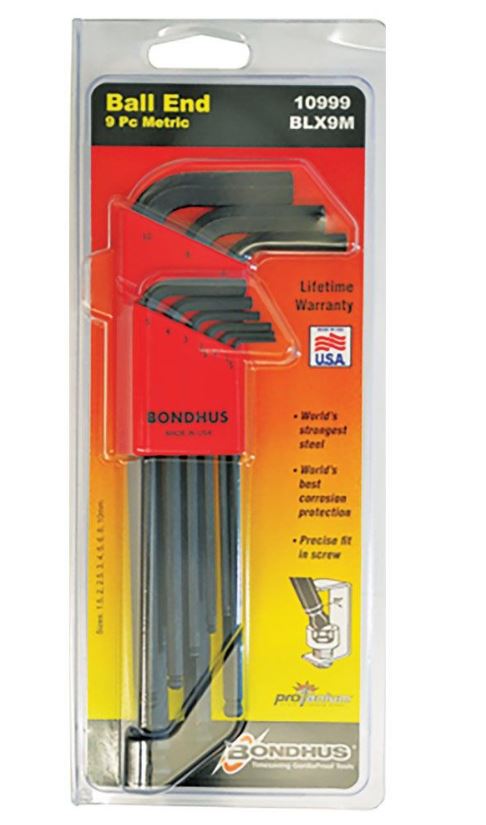 Bondhus Set 9 piece Long Ball End Hex Key 1.50mm BD10999 wrench key Bondhus