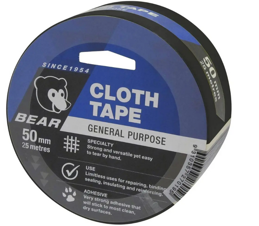 Bear Cloth Tape 50mm X 25m Black 66623336613 tape Bear