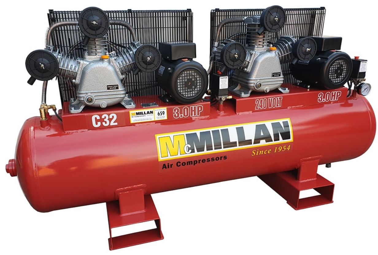 McMillian C32-23.6cfm 2 x 3.0HP 240Volt High Pressure Compressor C32 Pick Up In Store Compressor McMillian Air Compressors