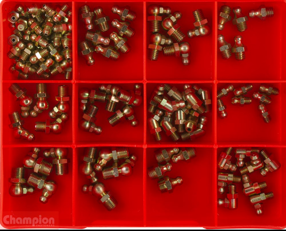 Champion Metric Grease Nipple Assortment 2 Sizes: 6mm to 10mm Dia CA109 Grease Nipple Champion