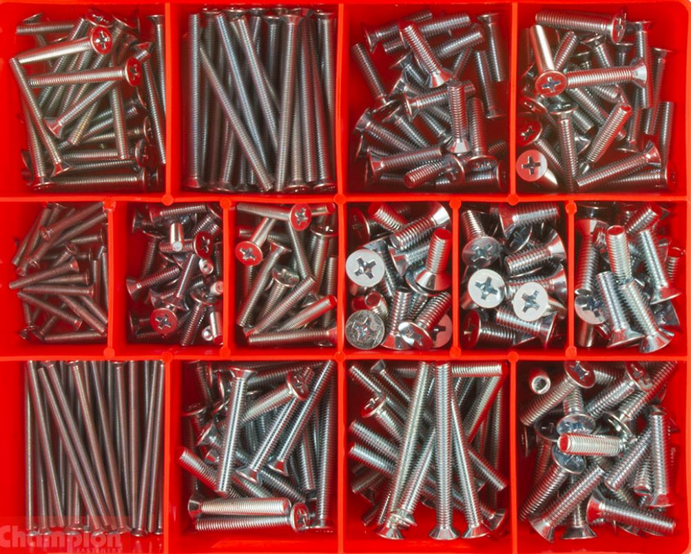 Champion Metric Phillips Countersunk Machine Screws Assortment CA1786 Screws and Nuts Champion