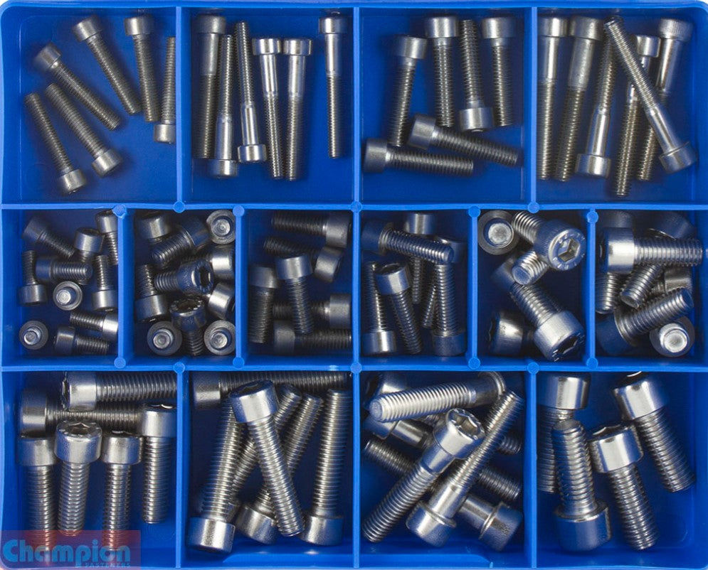 Champion S/Steel Metric Socket Head Cap Screws Assortment14 Sizes: 5mm to 10mm CA1817 Screws and Nuts Champion