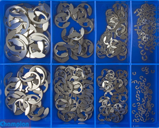 Champion S/Steel Metric E-Clip Assortment 8 Sizes: 1.9mm to 15mm CA1824 E Clip Champion