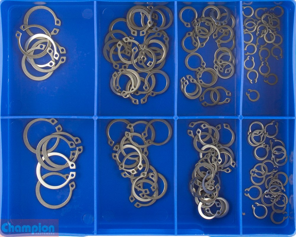 Champion S/Steel Metric External Circlips Assortment 8 Sizes: 6mm to 22mm CA1862 Circlip Champion